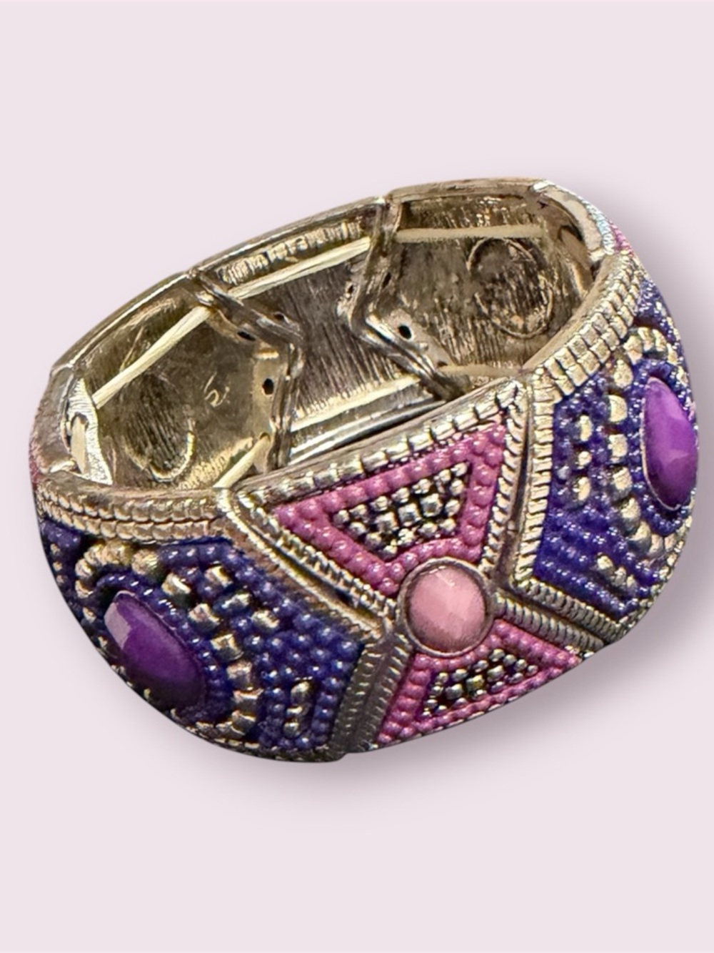 Pink & Purple Aztec Beaded Statement Bracelet